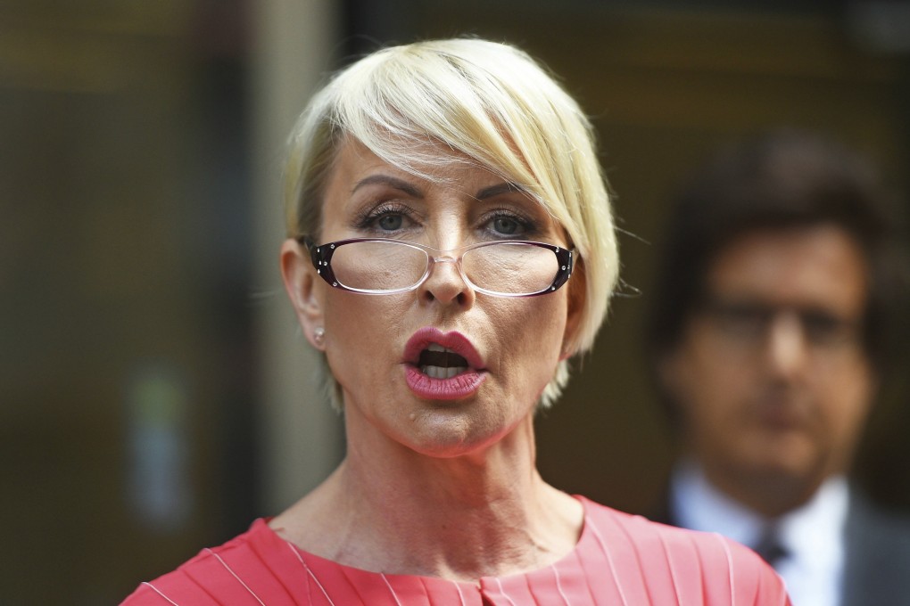Heather Mills speaks at the end of her legal phone-hacking claim against News Group Newspapers in London on July 8. Photo: AP