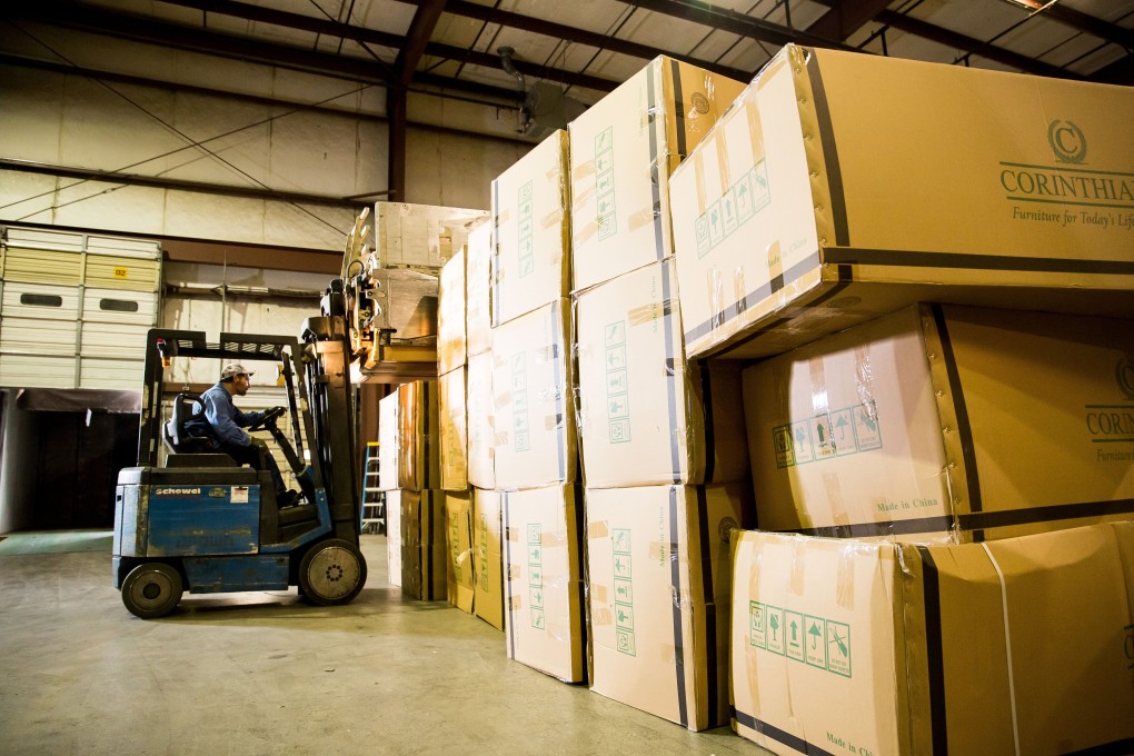 Chinese-made furniture arrives at a warehouse in the US, where orders from retailers have shrank amid the tariff trade war. Photo: Politico