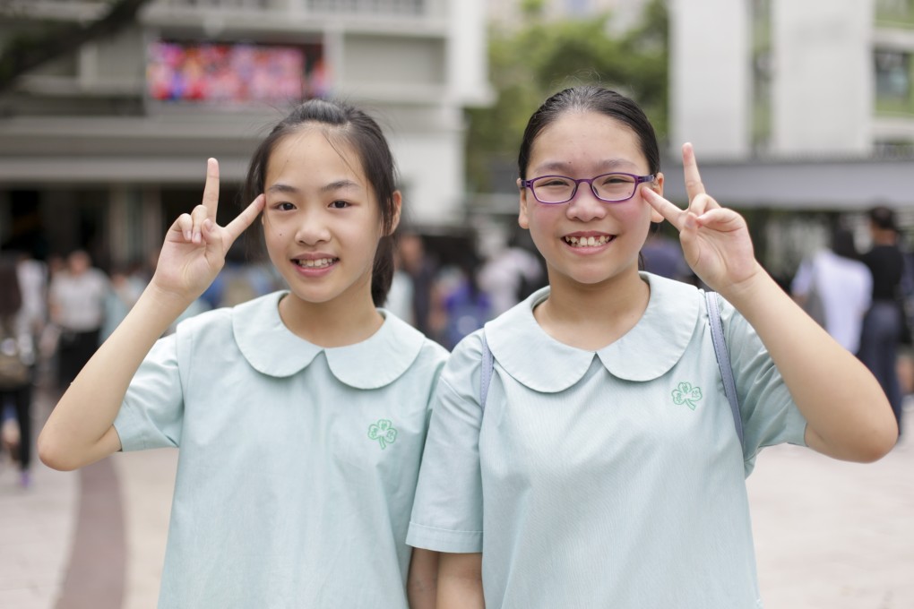 (Left to right) Ella Tam Wing-yi and her friend Anthea Yeung Hoi-ting at St Patrick’s School in Lok Fu. Photo: Tory Ho