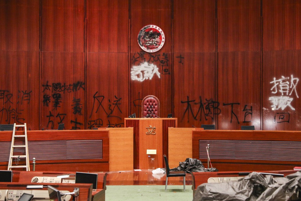 Hong Kong’s legislature in disarray. Stormed by protesters, divided by warring politicians. Photo: Sam Tsang