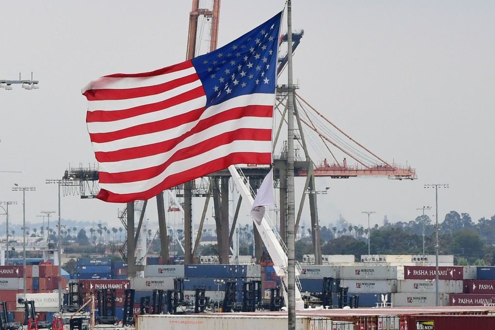 The US flag flies at the Port of Los Angeles on June 18. The US-China tussle over trade is nothing new. The 1844 Treaty of Wanghia was fundamentally about trade. Its primary accomplishment was to end China’s tariff autonomy, by fixing ad valorem import and export duties at 5 per cent, levelling the playing field in favour of American and British merchants. Photo: AFP