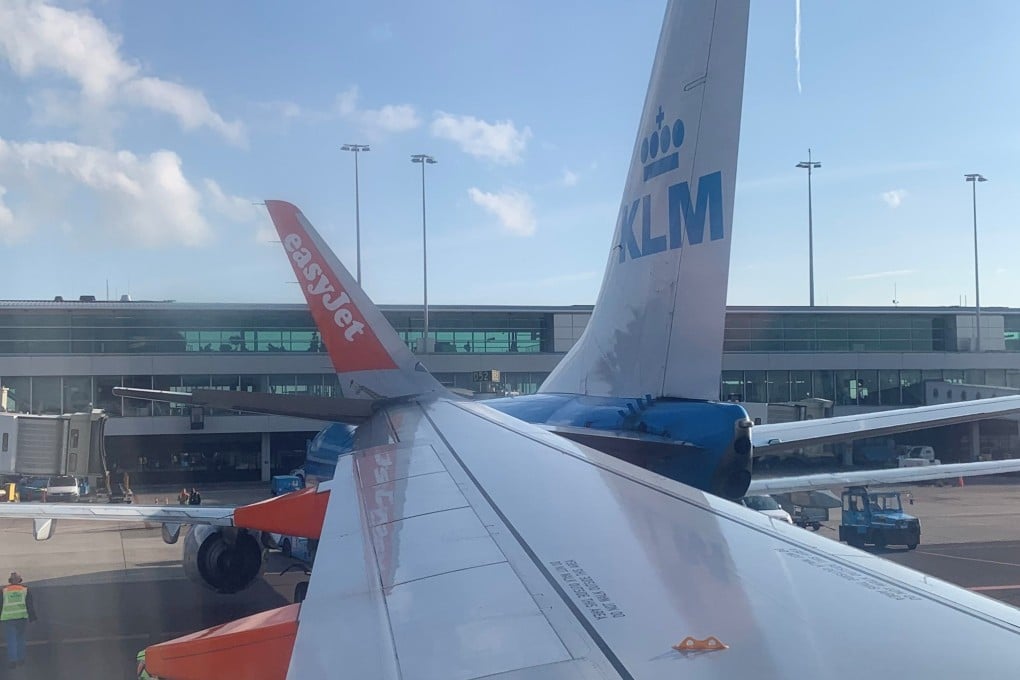 A minor plane collision between KLM and easyJet aircraft at Amsterdam’s Shiphol Airport on Tuesday. Photo: Jye Sandiford via Reuters