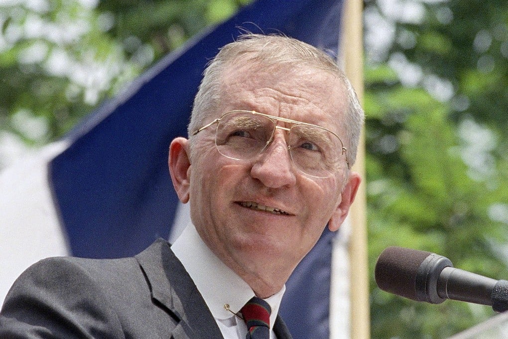 Presidential hopeful Ross Perot speaks at a rally in Austin, Texas, in 1992. Photo: AP