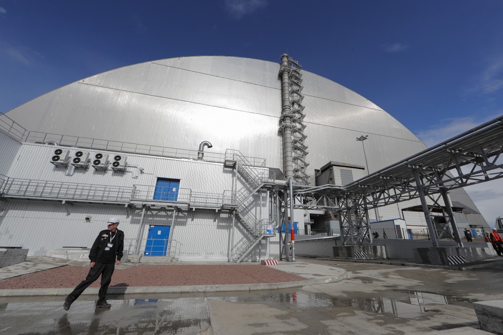 The new safe confinement structure covering Chernobyl’s reactor No 4 in Ukraine on Wednesday. Photo: EPA-EFE