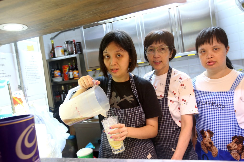 From left to right: Flora Sung, her mother Maria Sung and Yan Mon-chi, who work at Holy Cafe in Cheung Sha Wan. Photo: David Wong