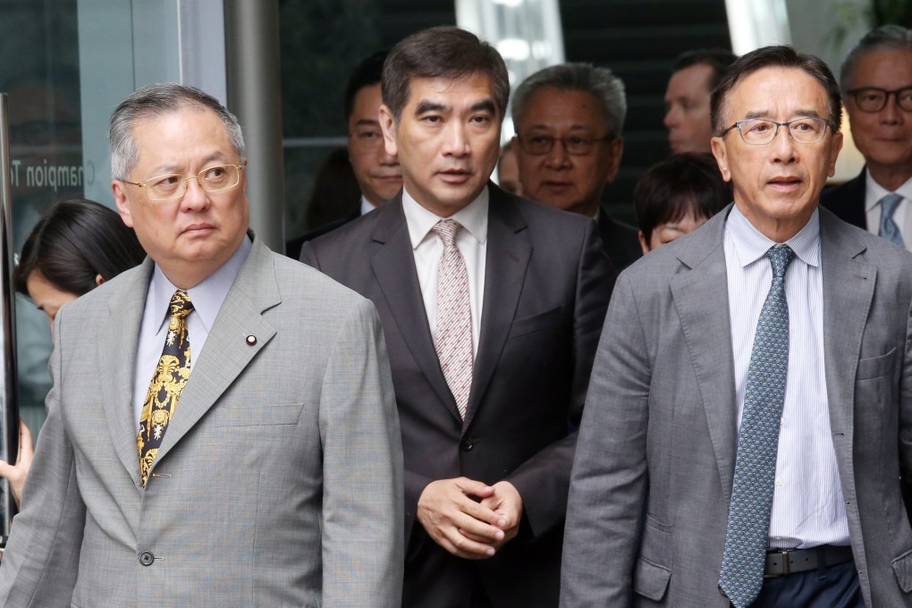 From left, Tommy Cheung, Felix Chung and James Tien of the Liberal Party meet the press in May 2017. On July 8 this year, Tien said Cheung and two other members of the Executive Council should take responsibility for the public backlash against the extradition amendment and resign. Photo: K. Y. Cheng