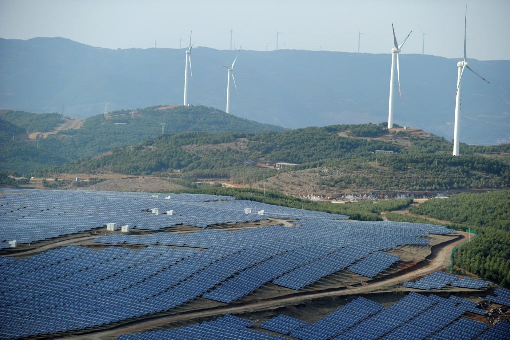 Pingjing photovoltaic power station and Dahaizi wind power station in Guizhou province, built as part of China’s efforts to switch to green energy. Photo: Xinhua