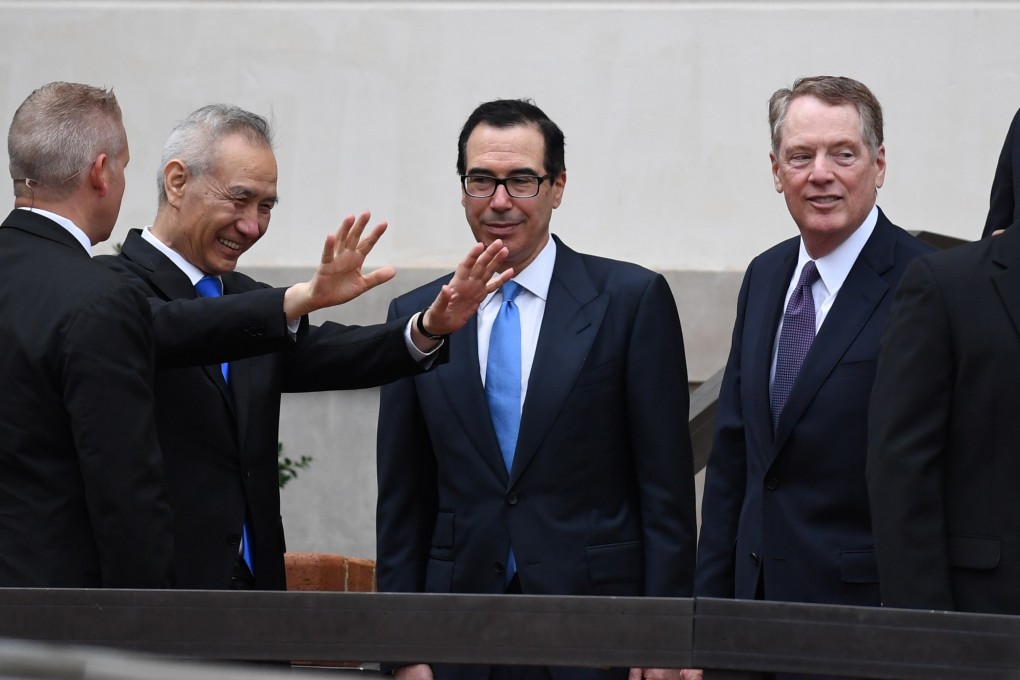 Zhong Shan joined Vice-Premier Liu He’s phone conversation with US Trade Representative Robert Lighthizer (right) and US Treasury Secretary Steven Mnuchin on Tuesday. Photo: Reuters