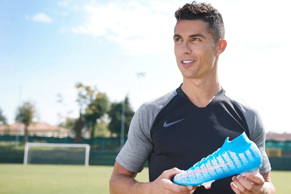 Juventus striker Cristiano Ronaldo poses with his 'shuai' edition boots ahead of his trip to China. Photo: Handout