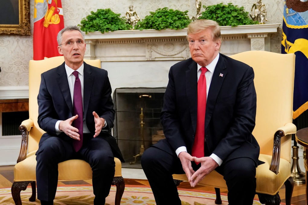 US President Donald Trump meets with Nato Secretary General Jens Stoltenberg in the Oval Office on April 2. File photo: Reuters