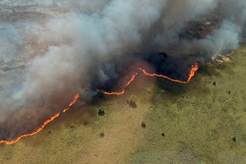 A fire near Sian Ka'an Reserve, Tulum, Quintana Roo in Mexico on Sunday. Photo: Secretaria de Ecologia de Medio Ambiente de Quintana Roo via Reuters