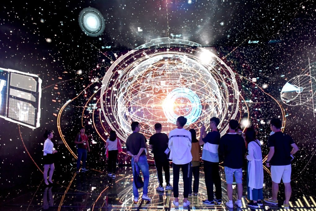 University students visiting the Huainan Big Data Exhibition Centre in Huainan, Anhui province. It is thought that the staggering amount of data generated by its 1.4 billion population gives China a huge advantage in the global AI race. A new report, though, is challenging this perception. Photo: Xinhua