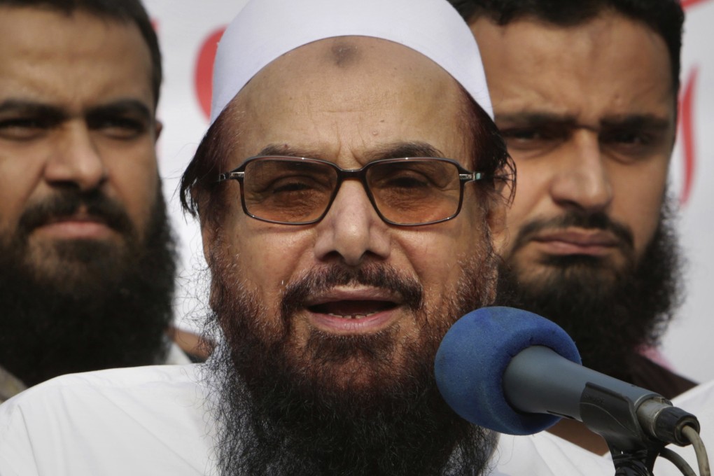 Hafiz Saeed addresses an anti-India rally in Lahore, Pakistan, in 2018. Photo: AP