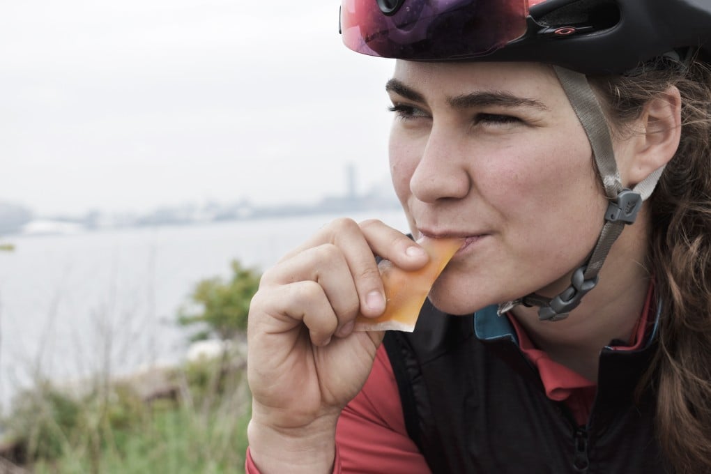 Danielle Morsehead, of cycling’s Team Twenty20, enjoys a gel by Gone. She can dispose of it safe it the knowledge it is biodegradable. Photos: Lizzie Wright