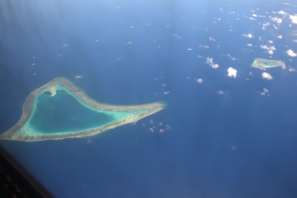 An aerial view of reefs in the disputed Spratly Islands in the South China Sea, where the US is calling for crisis communication mechanism to reduce the threat of a military miscalculation. Photo: AFP