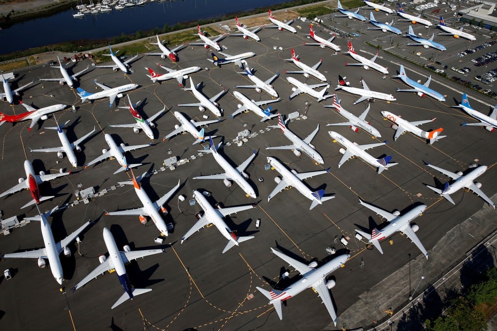 Dozens of aircraft parked at Boeing Field in Seattle on July 1. Photo: Reuters