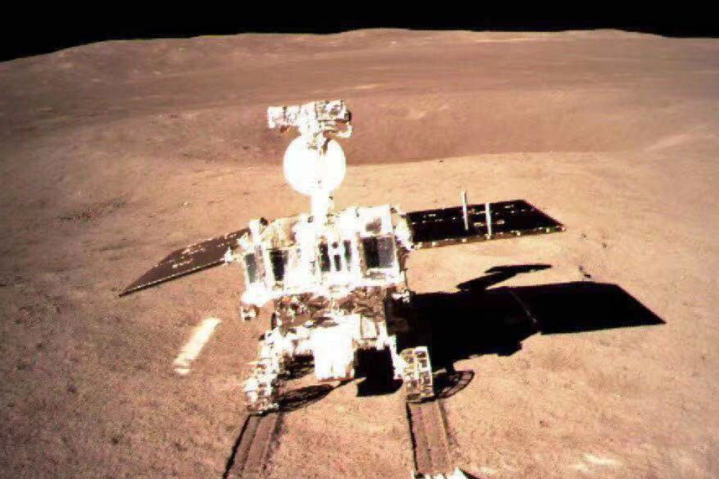 On January 3, 2019, China’s Chang’e 4 lunar probe took this image of its rover Yutu 2, also known as Jade Rabbit, on the previously uncharted far side of the moon. Photo: Xinhua