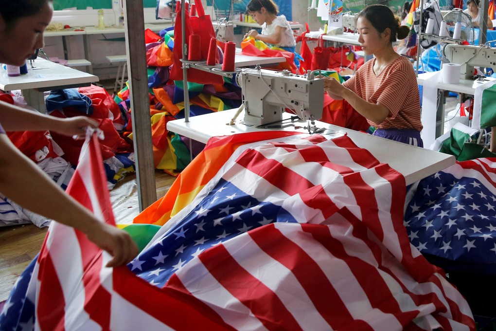 US national flags being produced at a factory in Fuyang, Anhui province, in July 2018. China’s economy grew at 6.2 per cent in the second quarter of this year, the lowest figure since records began in March 1992. Photo: Reuters