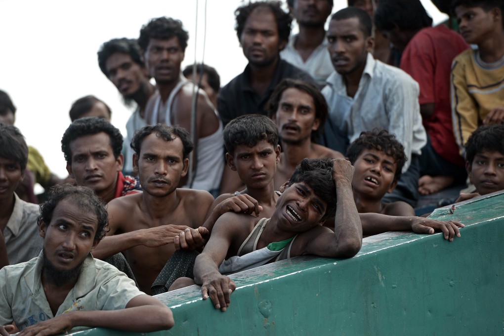 Rohingya migrants drifting in Thai waters. Photo: AFP