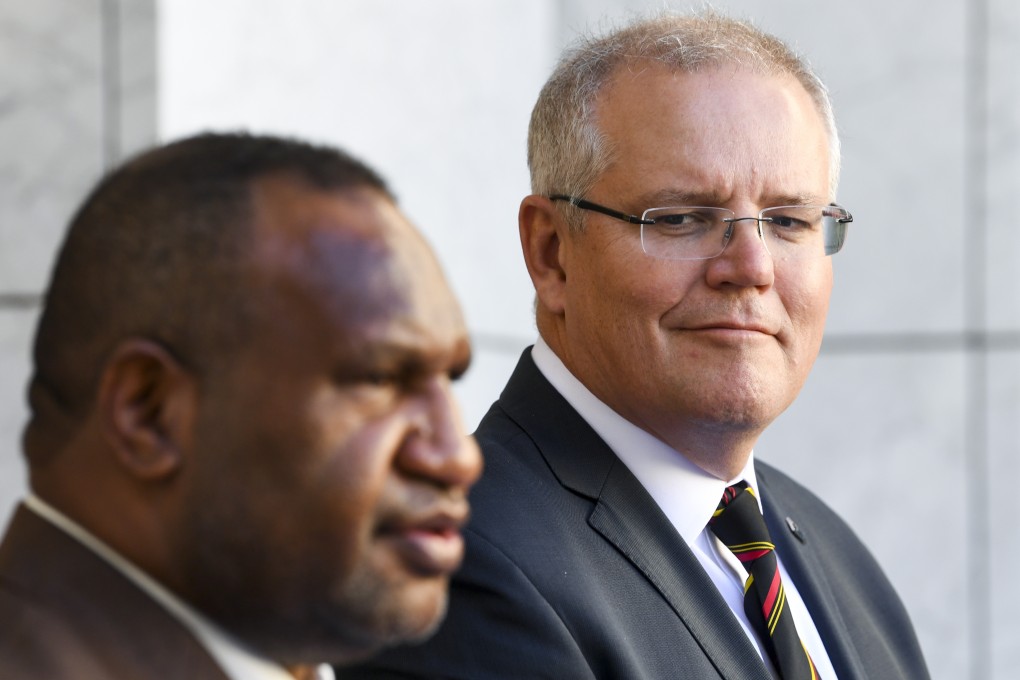 Australian Prime Minister Scott Morrison alongside Papua New Guinea Prime Minister James Marape. Photo: EPA