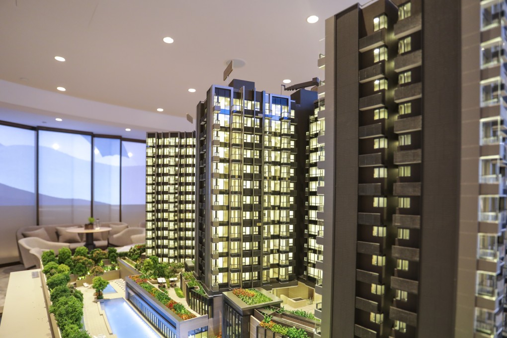 A model of the Ontolo development in Mong Kok, where Great Eagle unveiled prices starting at HK$11,446 per sq ft, the cheapest in the area. Photo: Tory Ho