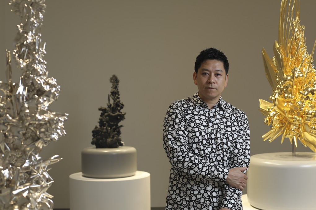 Kohei Nawa at his Recent Works exhibition at Pace Gallery, in Central, Hong Kong. “My ‘PixCell’ artworks explore humanity – the human sensibility – and how it is developed by technology,” the 43-year-odl Japanese artist says. Photo: Xiaomei Chen