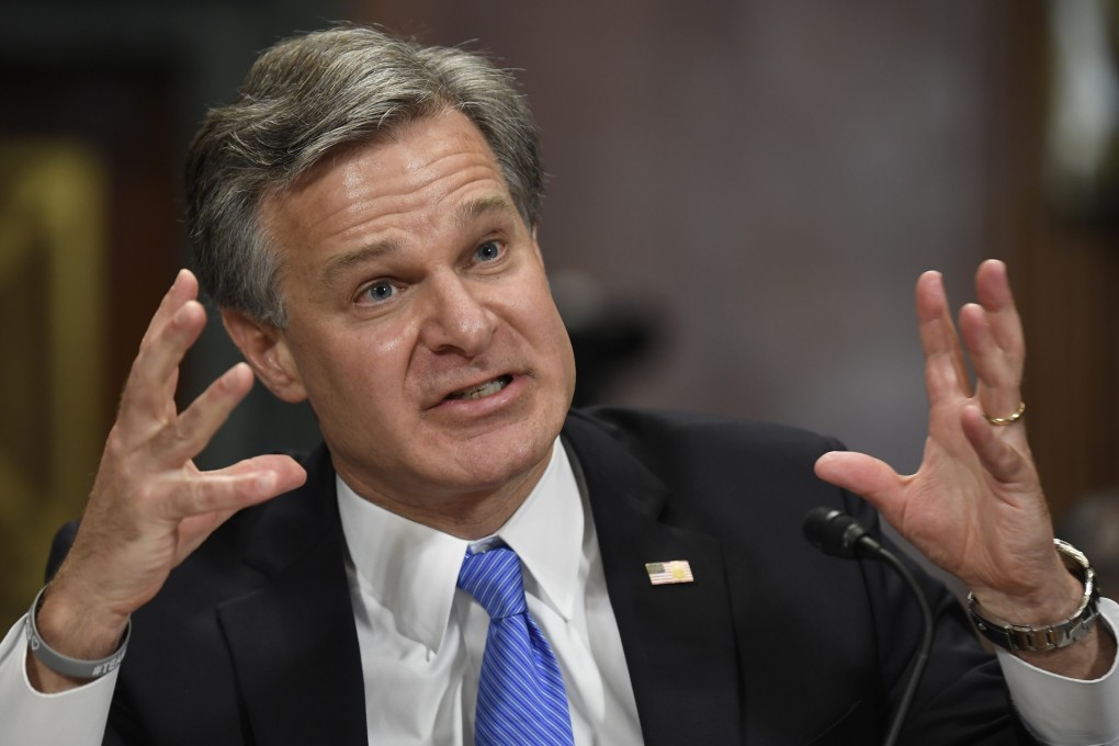 FBI director Christopher Wray testifies before the Senate Judiciary Committee in Washington on Tuesday. Photo: AP