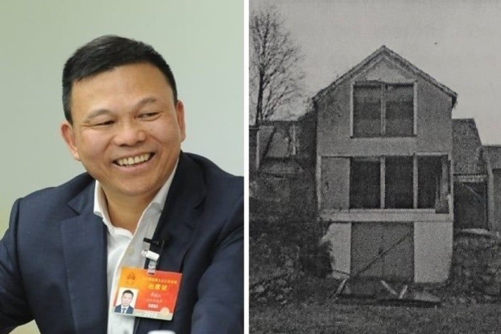Billionaire NPC member Zheng Jianjiang, and the home that once stood on a Vancouver lot owned by his wife, He Yiju. The home was hit with a C$249,313 (US$190,000) vacancy tax bill. Photos: Xinhua/BC Supreme Court affidavit via SEAL Consulting