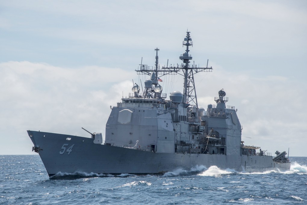 The warship sent to the Taiwan Strait was identified as the USS Antietam. Photo: AP