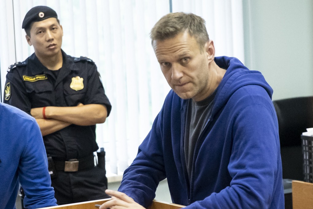Alexei Navalny, Russia's most prominent opposition figure, sits in a court room in Moscow. Photo: AP