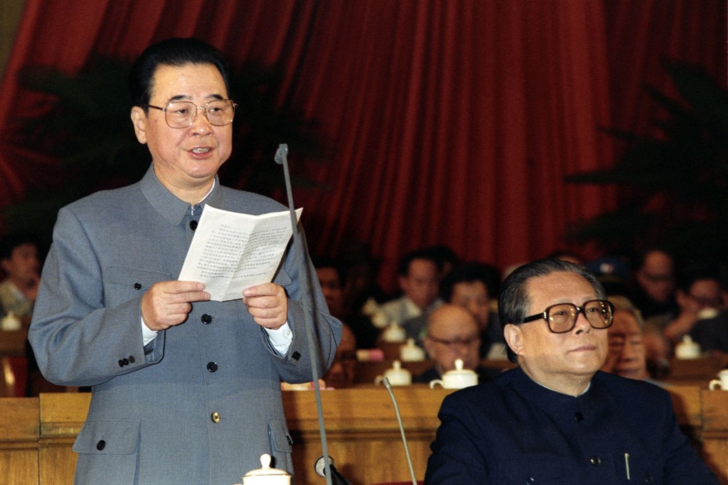 Li Peng (left) was photographed in 1989 with Jiang Zemin in the Great Hall of the People in Beijing. Li died on Monday at age 90. Photo: Kyodo