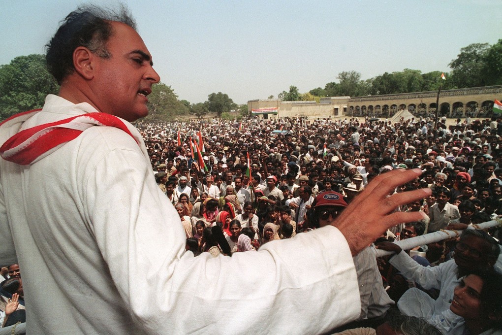 Rajiv Gandhi pictured during an election rally in May 1991 in Uttar Pradesh. File photo: AFP