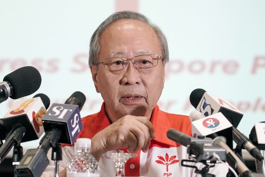 Tan Cheng Bock speaks during the press conference in Singapore on Friday. Photo: Bloomberg