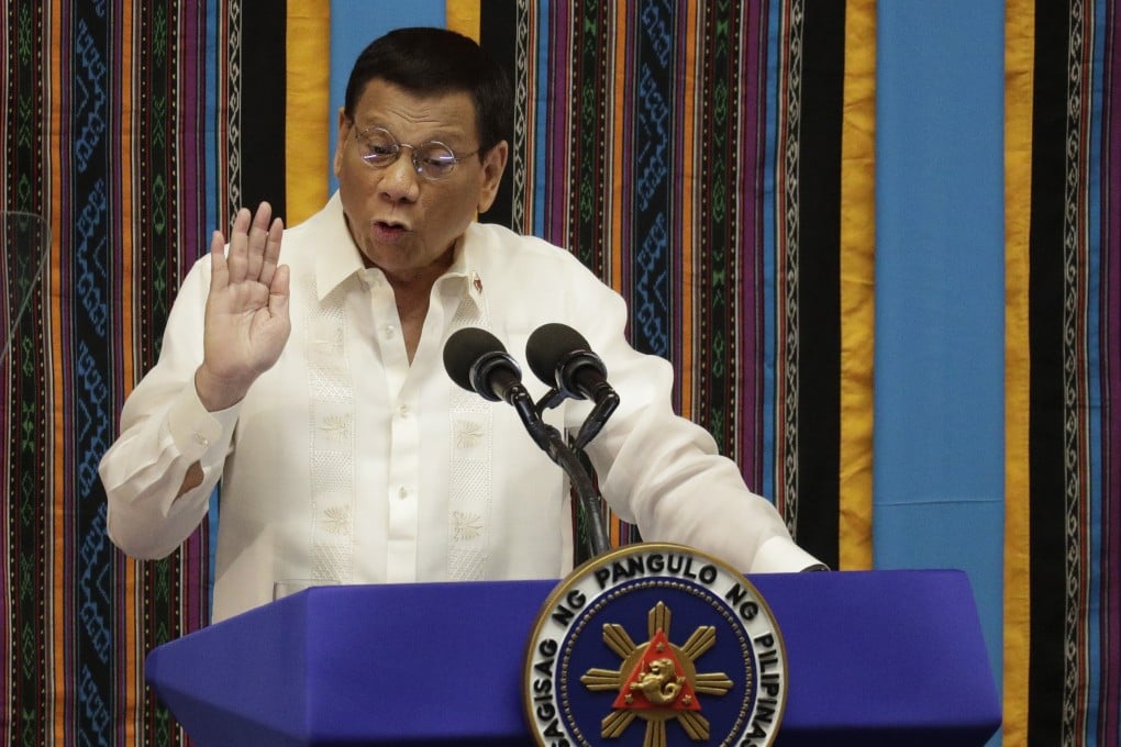 Philippine President Rodrigo Duterte during his fourth state-of-the-nation address in Manila. Photo: AP