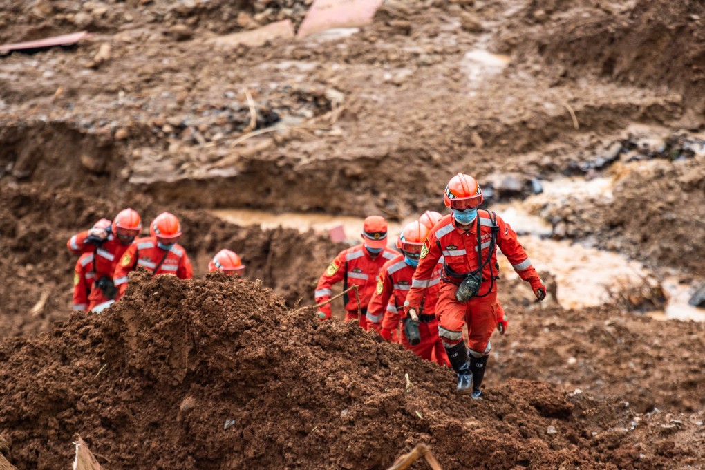 A landslide in Shuicheng county, Guizhou province, buried 22 houses on Tuesday. Photo: Xinhua