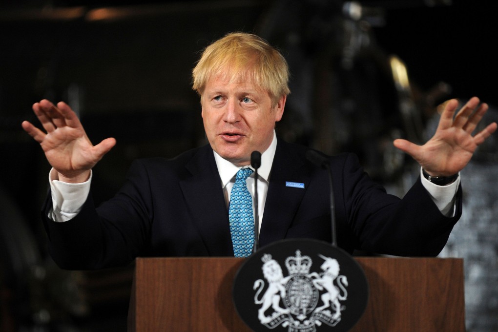 Britain's Prime Minister Boris Johnson gives a speech on domestic priorities at the Science and Industry Museum in Manchester on Saturday. Photo: AFP