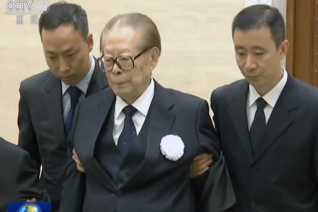 Former Chinese leader Jiang Zemin at Li Peng’s funeral in Beijing. Photo: Handout