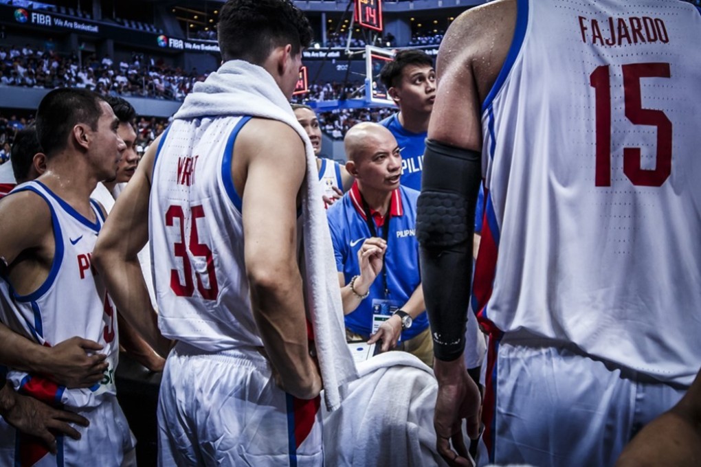 Philippines coach Yeng Guiao gives instructions against Kazakhstan during their World Cup qualifier. Photo: Fiba