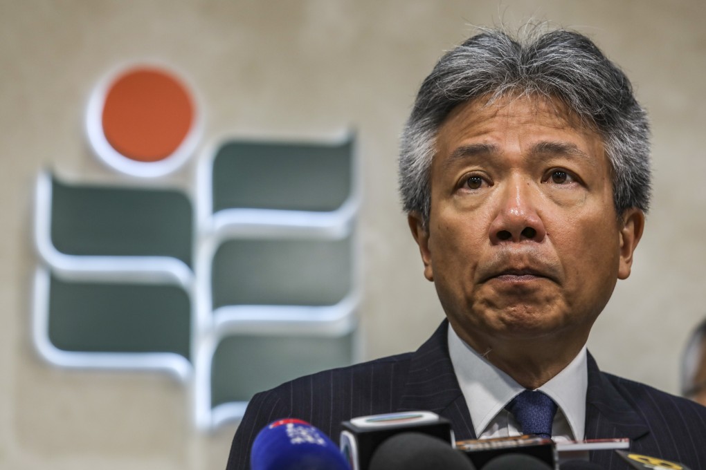 Stephen Cheung, president of Education University, speaks on Wednesday at the EdU campus in Tai Po. He urged the government to communicate with students. Photo: Nora Tam