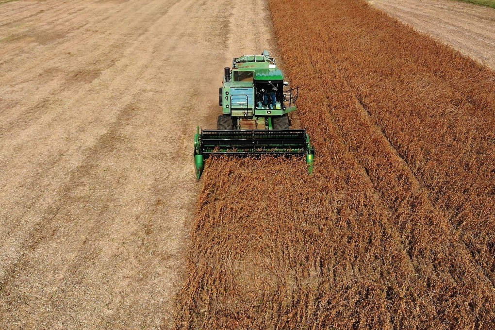 A farmer harvests soybeans in Maryland, United States. A Chinese government statement on Thursday confirmed that agricultural purchases have resumed. Photo: AFP