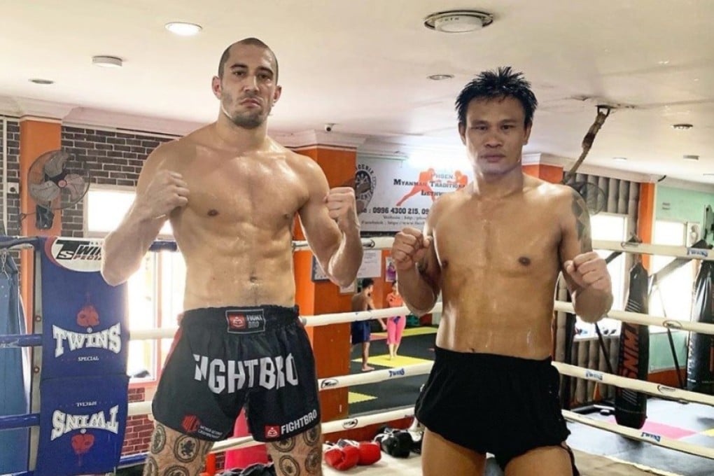 Dave Leduc poses with his new Htoe Kwin leg tattoos, which are a traditional rite of passage for young lethwei fighters in Myanmar. Photo: Dave Leduc/Instagram