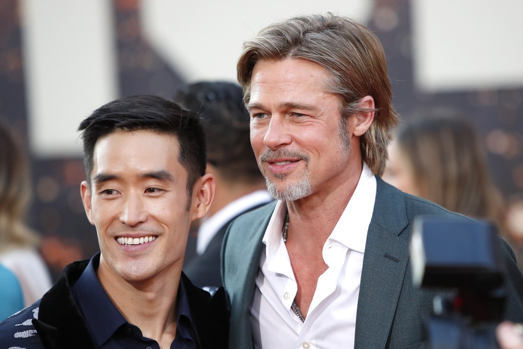 Mike Moh, who plays Bruce Lee, and Brad Pitt arrive for the premiere of Once Upon a Time … in Hollywood. Photo: EPA-EFE