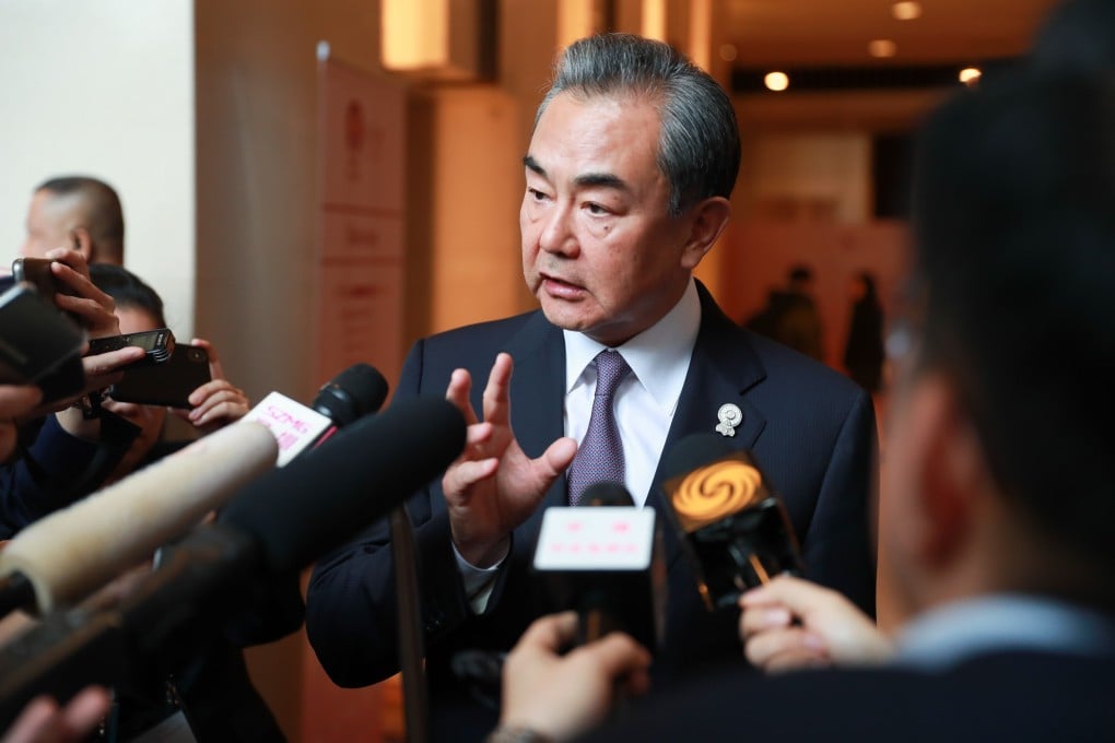 Chinese Foreign Minister Wang Yi speaks after meeting US Secretary of State Mike Pompeo in Thailand on Thursday. Photo: Xinhua