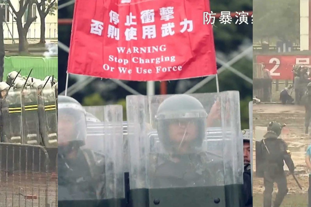 The PLA’s Hong Kong garrison released a three-minute video on Wednesday, showing anti-terrorism and anti-riot drills. Photo: PLA Hong Kong garrison