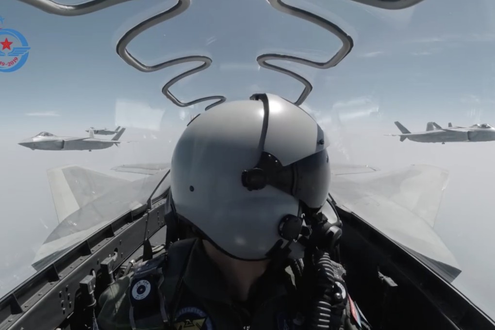 A view from inside the cockpit of a Chinese fighter plane in a video released to mark the 70th anniversary of the PLA Air Force. Photo: Weibo
