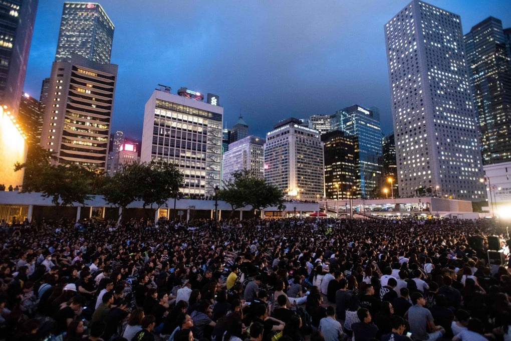 Thousands attend a protest called by medical professionals in Hong Kong on Friday, the latest show of opposition to an extradition bill that evolved into a wider movement for democratic reforms. Photo: AFP