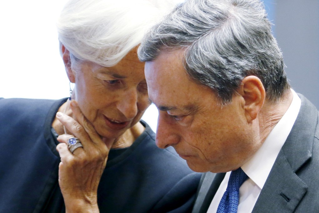 The euro-zone’s stagnant growth has been a conundrum for incumbent European Central Bank President Mario Draghi, and looks likely to remain a problem for his successor Christine Lagarde. Photo: Reuters