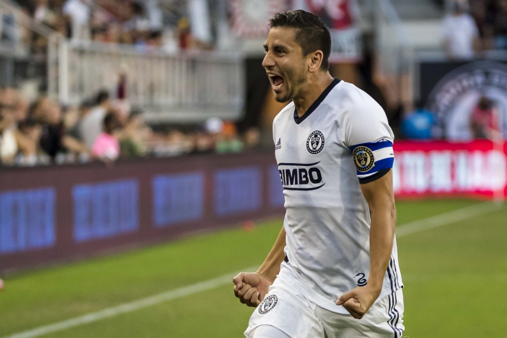 Philadelphia Union midfielder Alejandro Bedoya celebrates after scoring against DC United. Photo: USA Today