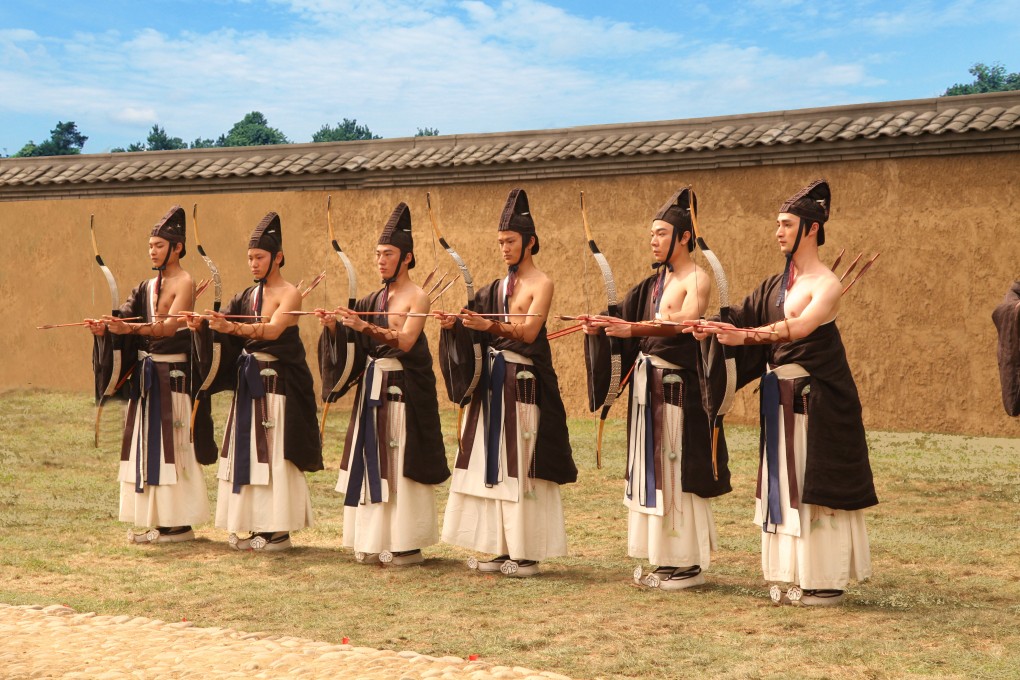 Chinese history professor Peng Lin plans to film the 17 classic rites from the historic Zhou dynasty’s Book of Etiquette and Ceremonial. Here is an archery contest being filmed.