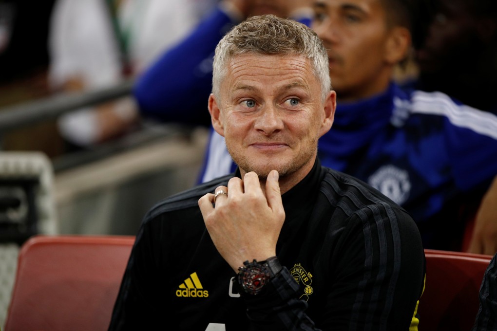 Manchester United manager Ole Gunnar Solskjaer watches his side play AC Milan in Cardiff. Photo: Reuters